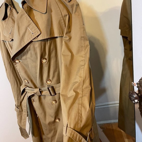 Christian Dior Monsieur Iconic Trench Coat Size 44R Gold Double Breasted Belted - Picture 5 of 14